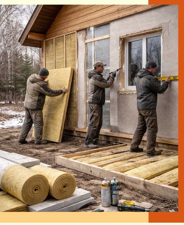 Утепление дачного дома в Чайковском от 4807 руб/м2 — недорого | ТепломастерЧкв